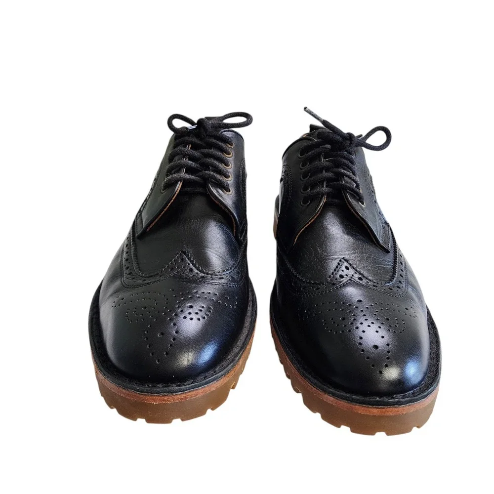 Campobello Mens Handmade Leather Wingtip Brogue Lug Sole Oxford Shoes Size 11.5